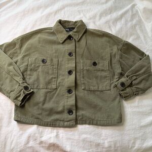 Zara Olive Green Corduroy Jacket Sz XS